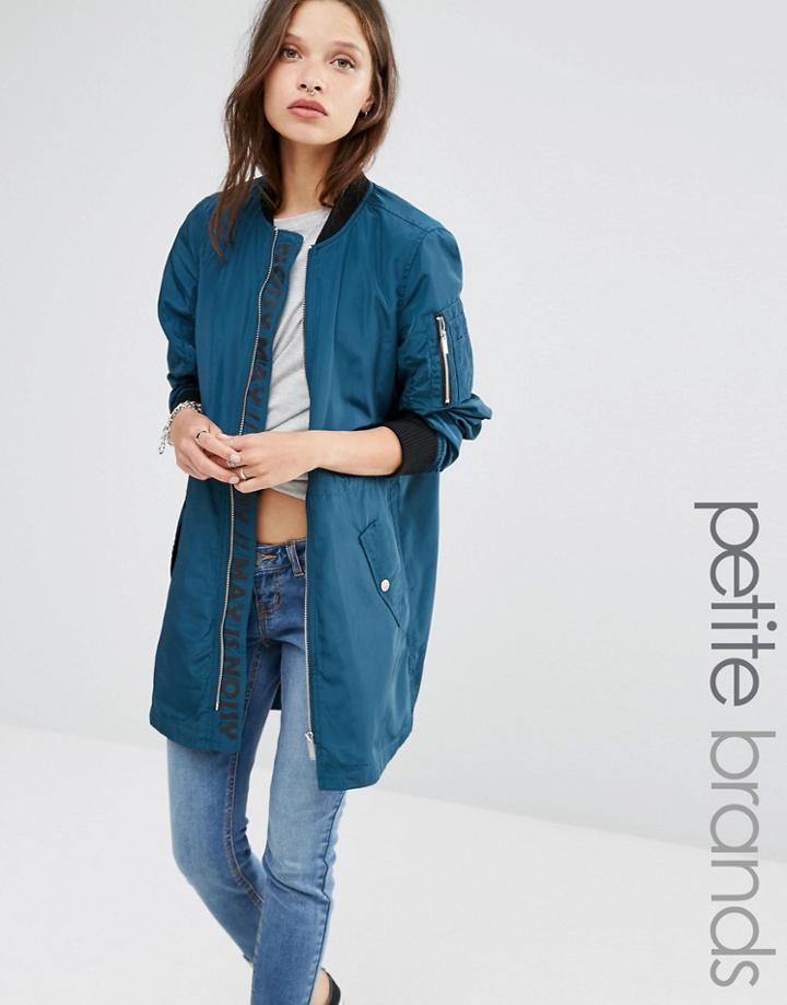Noisy May Petite Long Sleeved Parka - Blue