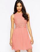 Club L Lace Overlay Dress - Pink