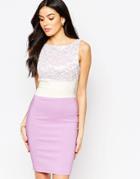 Vesper Hazel Midi Dress With Lace Top - Lilac