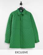 Reclaimed Vintage Inspired Unisex Oversized Quilted Shirt In Green