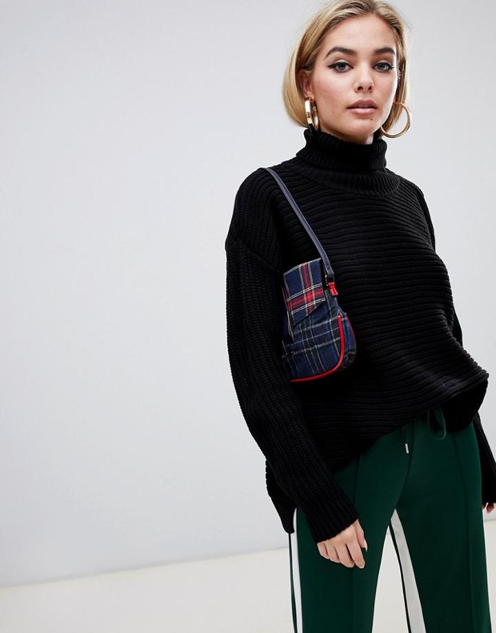 Missguided Roll Neck Step Hem Sweater - Black