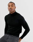 Selected Homme Merino Roll Neck Sweater In Black