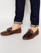 Asos Tassel Loafers In Brown Leather With Fringe - Brown