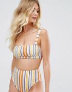 Asos Fuller Bust Irregular Stripe Underwired Bikini Top Dd-g - Multi