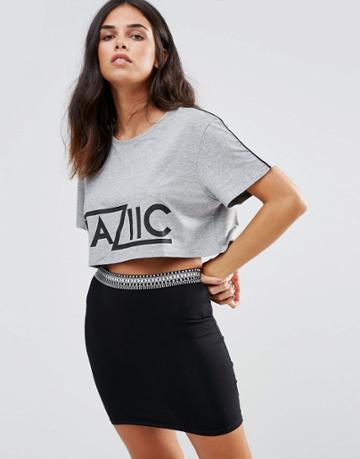 Baziic Printed Crop Top - Gray