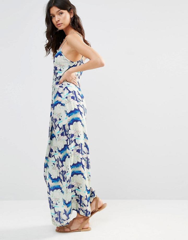 Flynn Skye Floral Print Wrap Maxi Dress - Blue