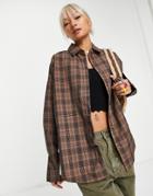 Heartbreak Oversized Shirt In Brown Check - Part Of A Set