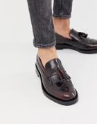 Base London Acker Tassel Loafer In Hi Shine Bordo - Red