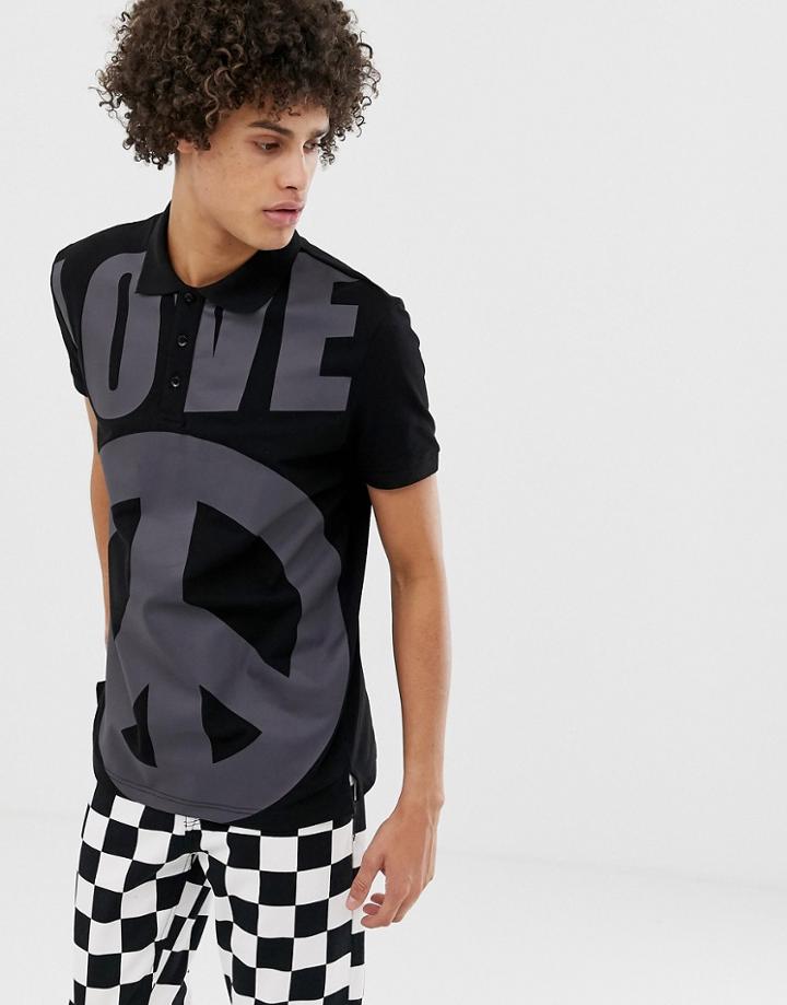 Love Moschino Allover Print Polo Shirt - Black