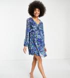 Asos Design Maternity Ruffle Mini Dress In Vintage Floral With Lace Up Back-multi
