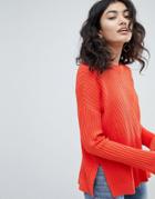 Weekday Ribbed Knit Sweater - Red