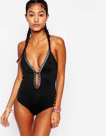Bikini Lab Woven Swimsuit - Black