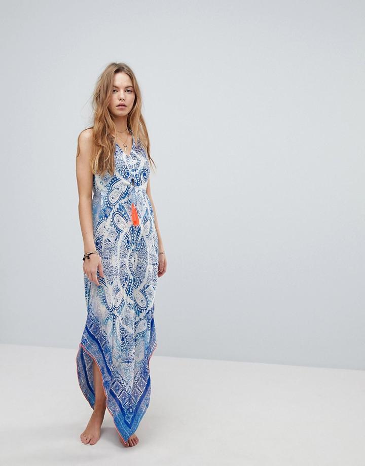 Surf Gypsy Beach Tie Dye Paisley Maxi Dress - Multi