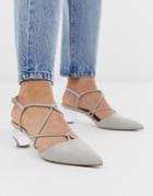 Asos Design Sunset Knotted Ball Heels In Gray - Gray