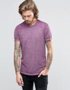 Asos T-shirt With Raw Neck With Wash - Purple