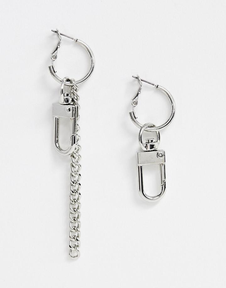 Asos Design Earrings In Hardware Design In Silver Tone - Silver