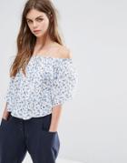Oeurve Floral Print Top - White