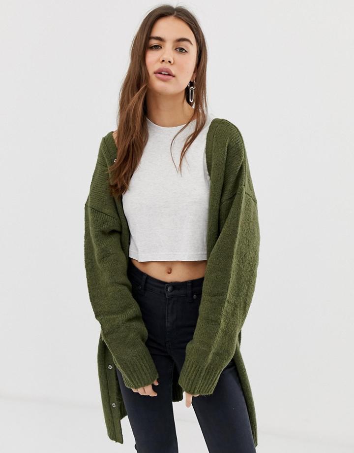 Cheap Monday Disagree Button Through Cardigan-green