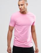 Asos Muscle Logo T-shirt With Crew Neck In Pink - Pink
