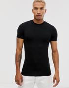 Asos Design Organic Muscle Fit T-shirt With Crew Neck In Black