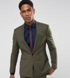 Noak Super Skinny Suit Jacket With Square Hem In Khaki - Green