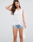 Minkpink Long Line Sleeveless Shirt - White