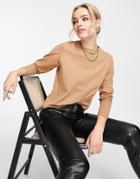 Mango Long Sleeved Basic Top In Beige-neutral