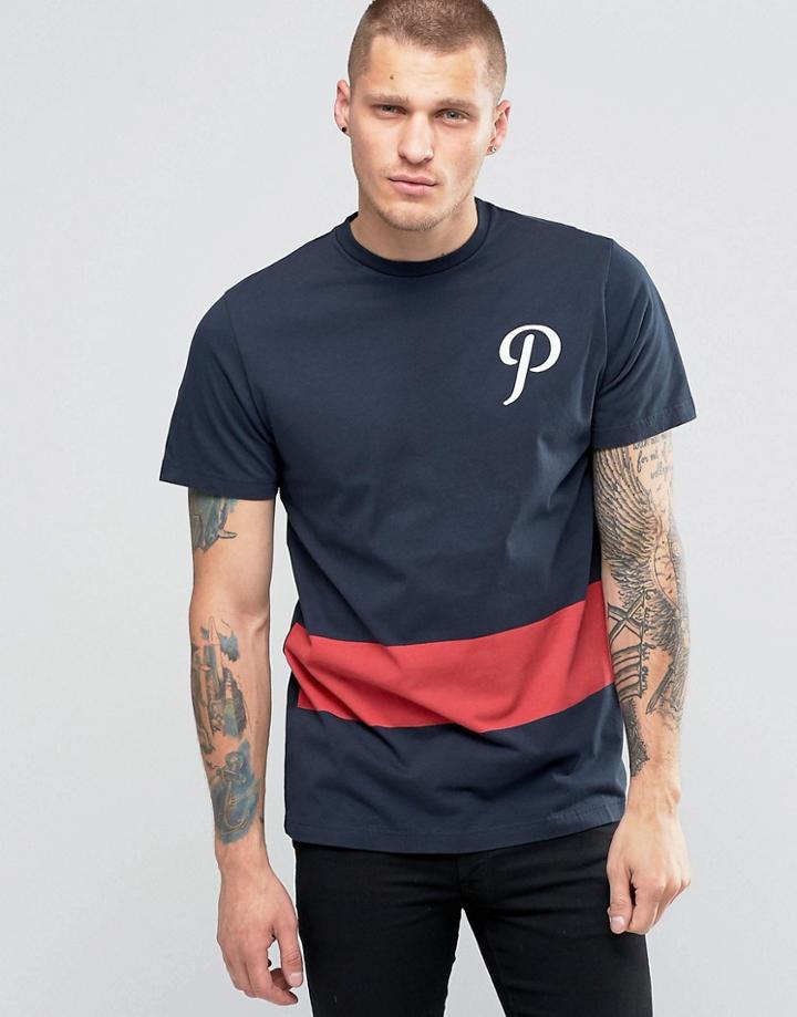 Playground Logo Team P Stripe T-shirt - Navy