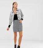 Mango Houndstooth Midi Skirt In Blue