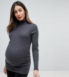 New Look Maternity Roll Neck Jersey Top - Gray