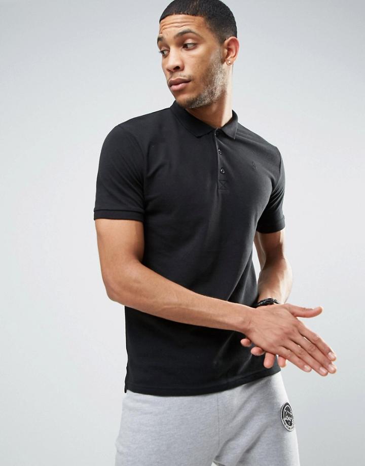 Only & Sons Pique Polo In Slim Fit - Black