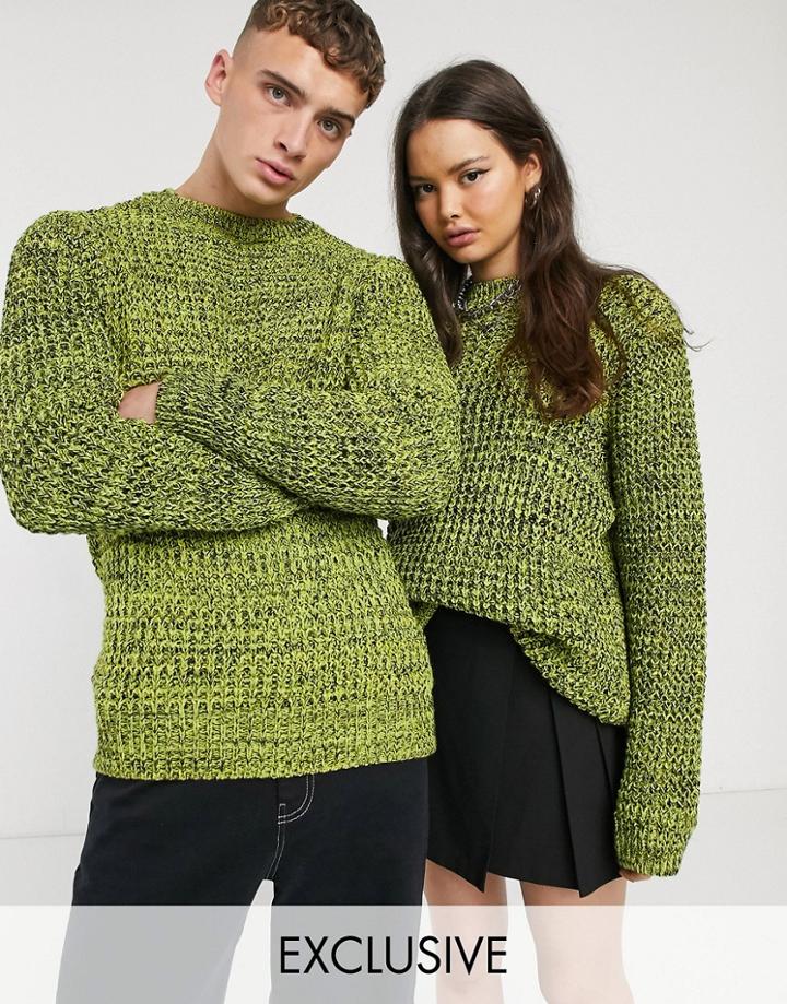 Collusion Unisex Mixed Yarn Sweater-yellow