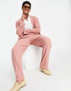 Asos Design Soft Tailored Wide Leg Suit Pants In Pastel Pink Crepe