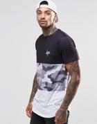 Hype T-shirt With Camo Panel - Black