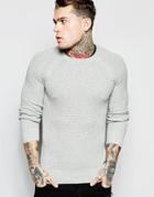 Diesel Crew Knit Sweater K-alby Slim Fit Waffle In Gray Marl - Gray Marl