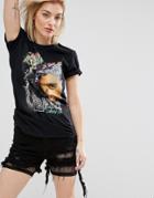 Tupac Tour Retro Boyfriend T-shirt With All Eyes On Me Print - Black