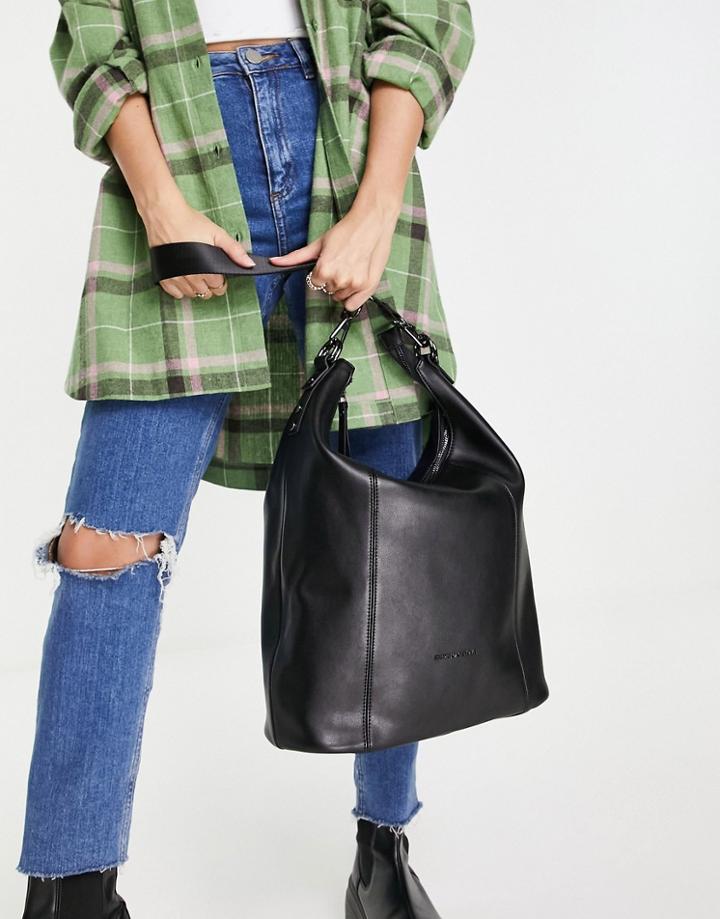 Smith & Canova Leather Shoulder Bag In Black