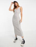 River Island Knit Sleeveless Body-conscious Midi Dress In Gray-grey