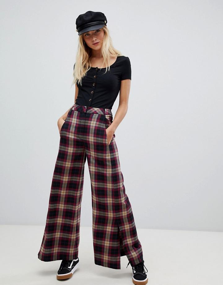 Nobody's Child High Waist Wide Leg Pants With Splits - Black