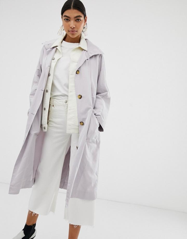 Asos Design Soft Drape Parka - Gray