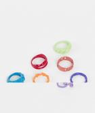 Asos Design Pack Of 7 Rings In Mixed Coated Metal And Rubber-multi
