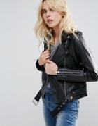 Walter Baker Allison Rose Embroidered Leather Jacket - Black