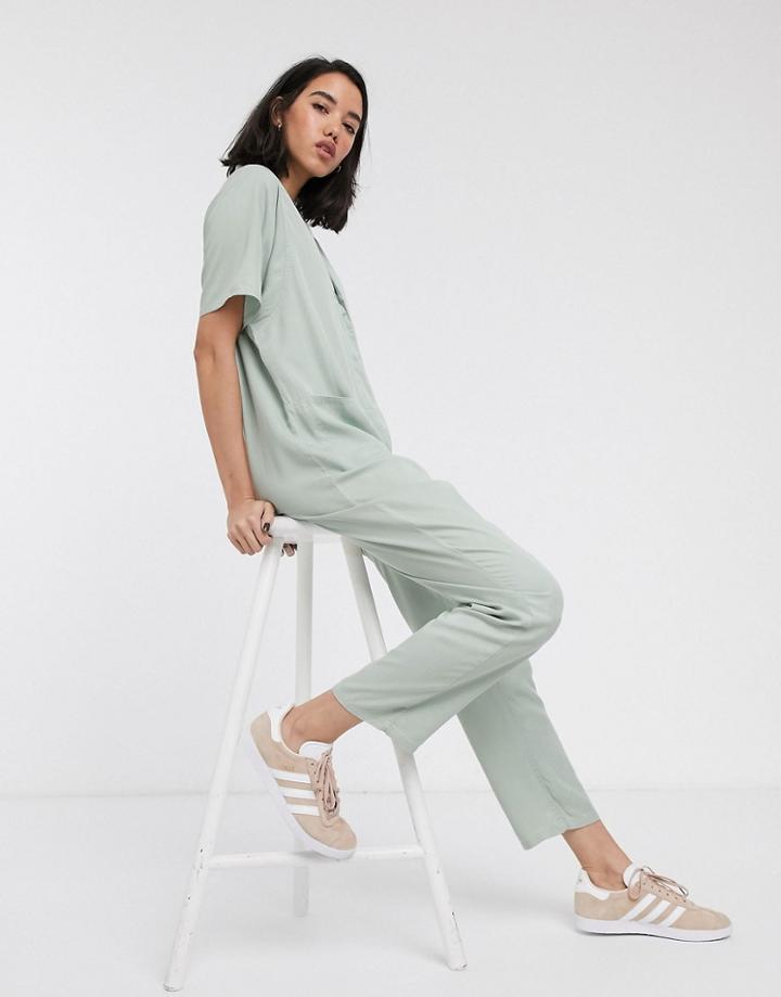 Asos Design Casual Minimal Short Sleeve Boilersuit-multi