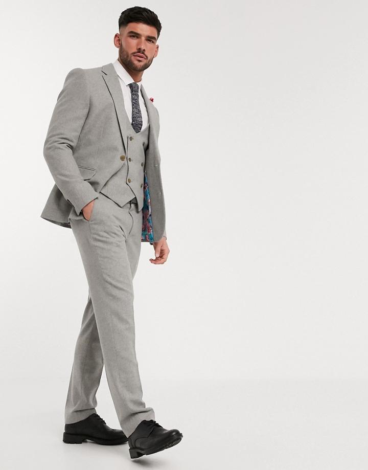 Harry Brown Slim Fit Wedding Tweed Suit Pant-grey
