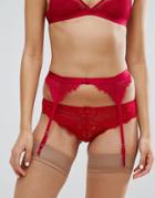 New Look Lace Mix And Match Suspender Belt - Red