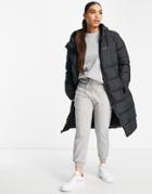 Jack Wolfskin Crystal Palace Long Hooded Coat In Black