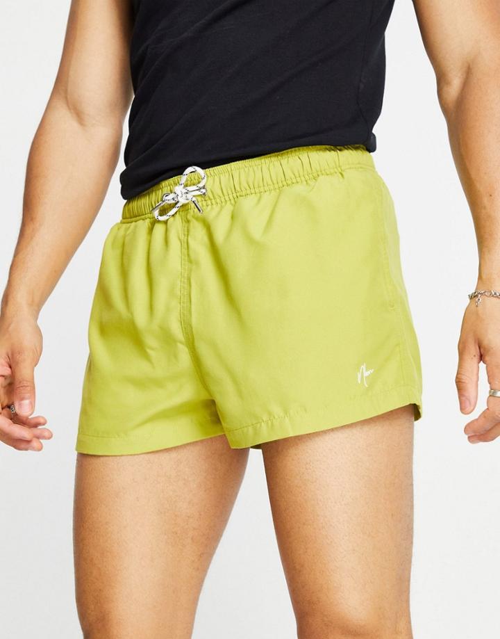 New Look Shorter Length Swim Shorts In Green