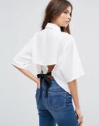 Asos Blouse With Tie Back Detail - White