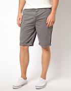 Asos Chino Shorts In Longer Length - Gray