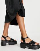 Truffle Collection Chunky Heeled Sandals In Black